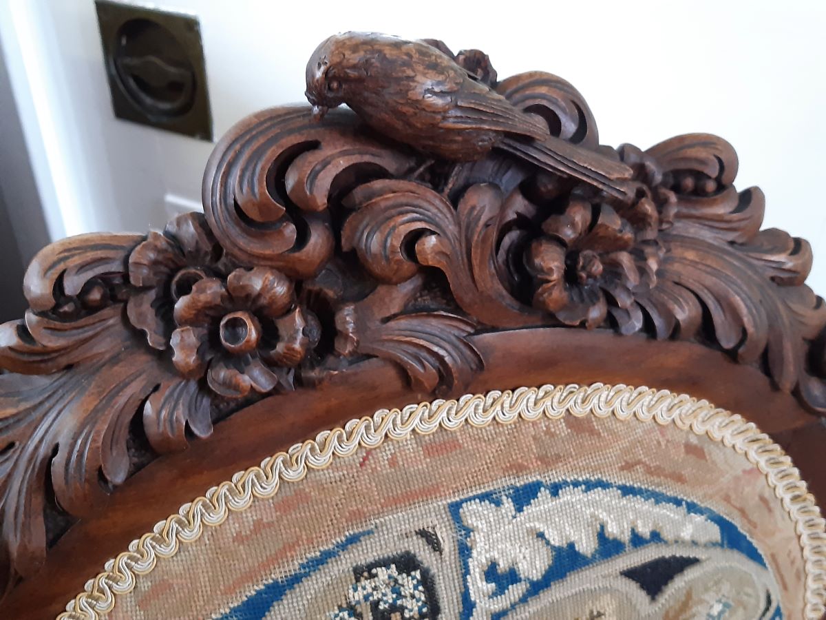 19th century carved oak hall chair